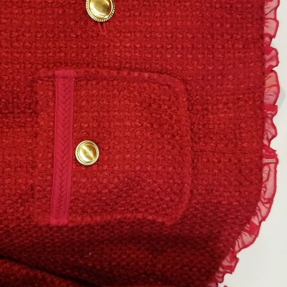 Retro Joan Rivers Red Boucle Jacket Sz 4 - Picture 3 of 8